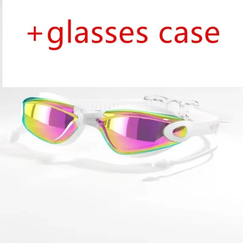 Professional Adult Anti-Fog Swimming Goggles with Earplugs Men Women Swim Leak Proof Adjustable UV Protection Eyewear