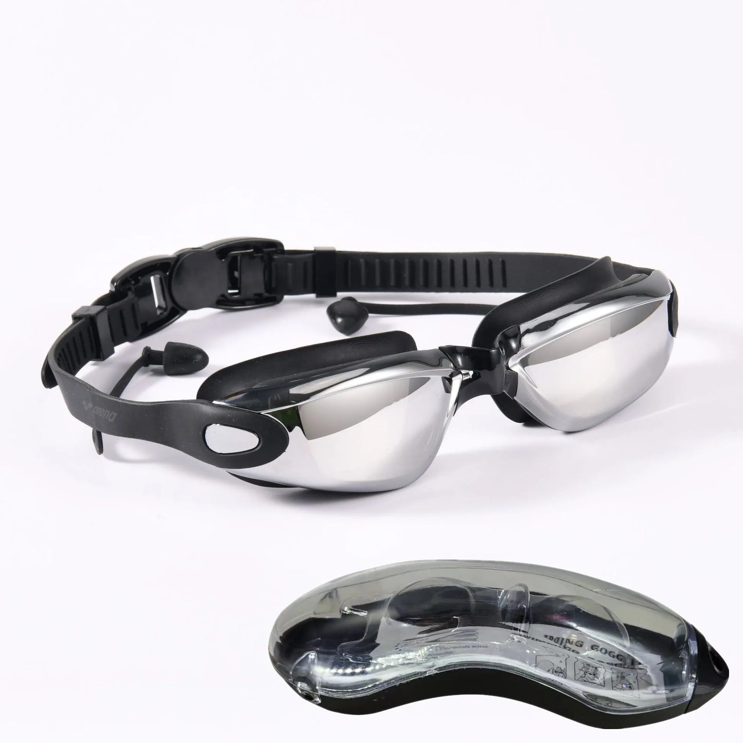 Professional Adult Anti-Fog Swimming Goggles with Earplugs Men Women Swim Leak Proof Adjustable UV Protection Eyewear