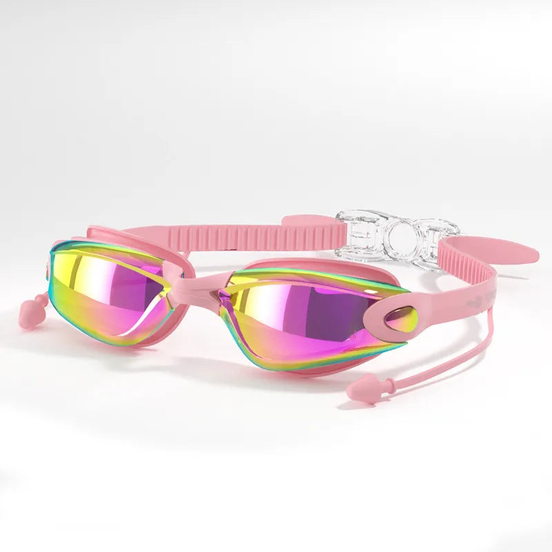 Professional Adult Anti-Fog Swimming Goggles with Earplugs Men Women Swim Leak Proof Adjustable UV Protection Eyewear