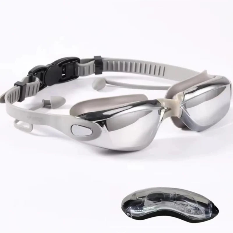Professional Adult Anti-Fog Swimming Goggles with Earplugs Men Women Swim Leak Proof Adjustable UV Protection Eyewear
