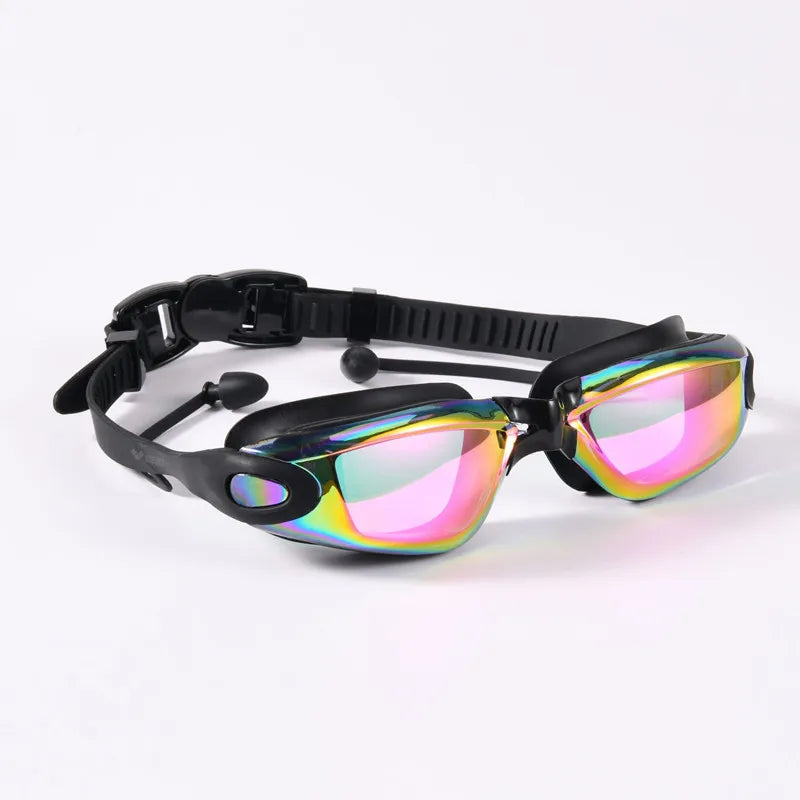 Professional Adult Anti-Fog Swimming Goggles with Earplugs Men Women Swim Leak Proof Adjustable UV Protection Eyewear