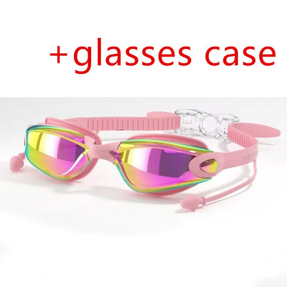 Professional Adult Anti-Fog Swimming Goggles with Earplugs Men Women Swim Leak Proof Adjustable UV Protection Eyewear
