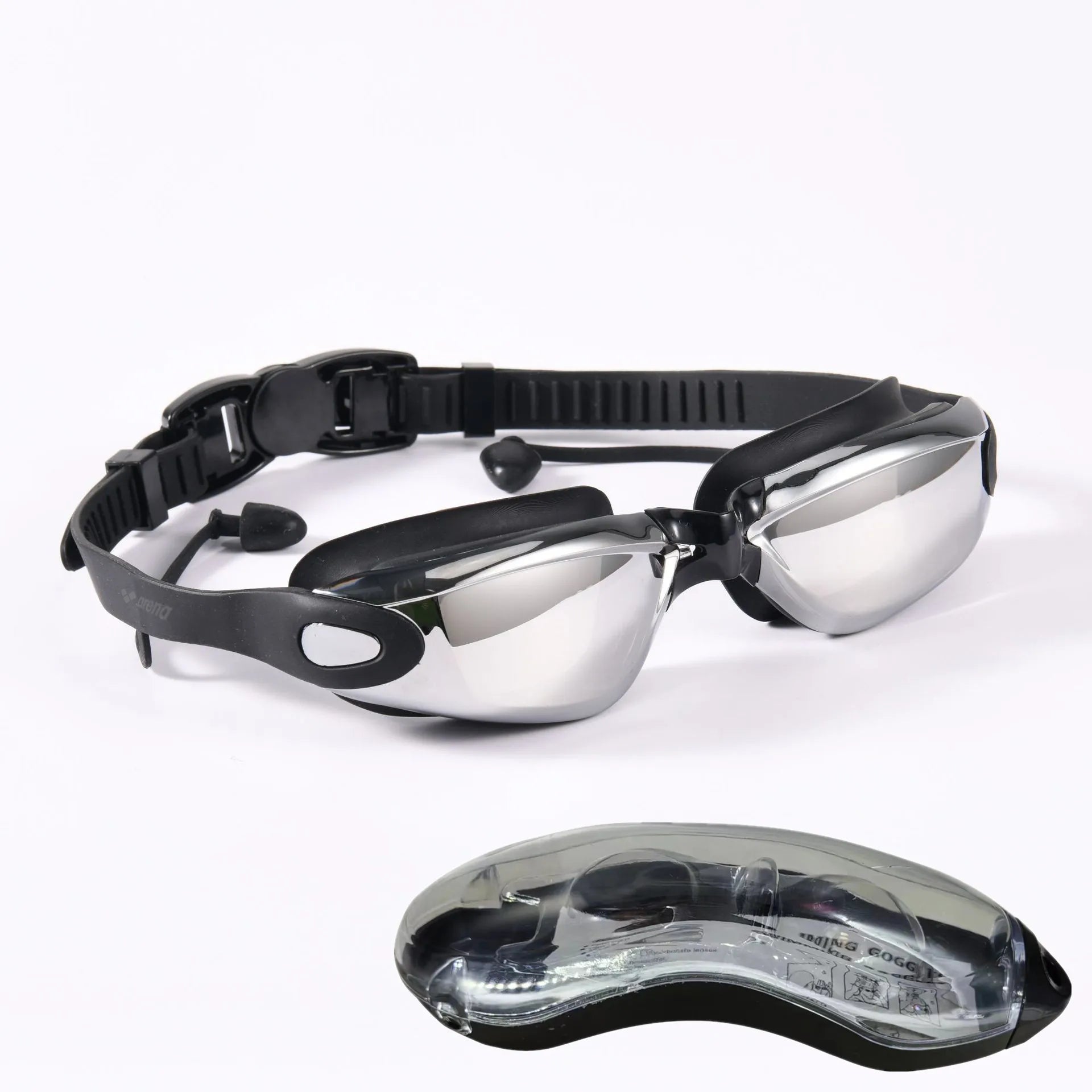 Professional Adult Anti-Fog Swimming Goggles with Earplugs Men Women Swim Leak Proof Adjustable UV Protection Eyewear